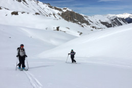 Off piste ski touring in the Les Avals valley in Courchevel