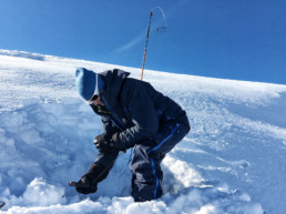 Off piste snow safety training with an avalanche transceiver