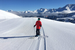 Skier in a private ski lesson with guiding in Courchevel 1850