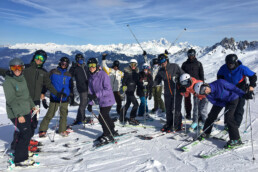 Ski guiding with a family group in Meribel